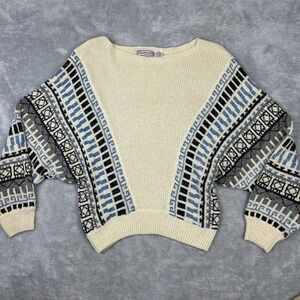 Vtg American Spirit Sweater Y2K Women‎ M Silk Angora Blend Boat Neck Batwing